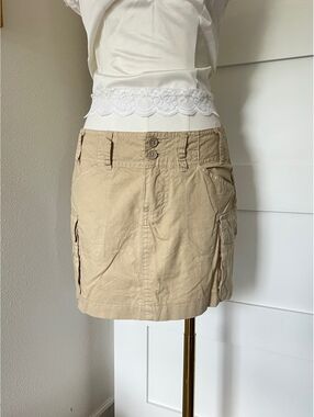 Brandy Melville Khaki Cotton Utility Cargo Mini Skirt